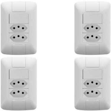 Imagem de 4 Conjunto Interruptor Simples 6A + 2 Tomada 20A 250V Aria - TRAMONTIN