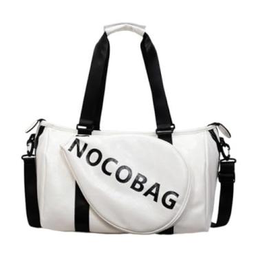 Imagem de predolo Bolsa organizadora para armazenamento de tênis, multifuncional, com alça de ombro, para iniciantes, com zíper suave, para badminton, Branco