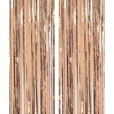 Imagem de Pacote com 3 cortinas de 8 x 15 cm, cortina de franja, decoração de festa de aniversário e casamento, champanhe