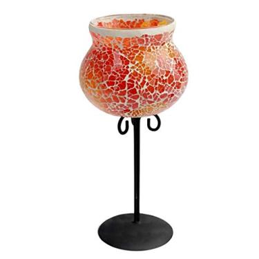 Imagem de Castiçal de vidro castiçal casamento romântico vela jantar combinação decoração castiçal criativo castiçal castiçal (cor: Rojo) (laranja)