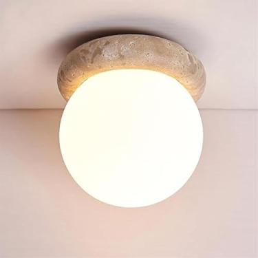Imagem de KSSTEVNBD Luminária de teto de vidro de leite embutida luminária de teto pequena para corredor luz de teto mármore nórdico natural arandela de parede moderna de meados do século para cozinha, banheiro