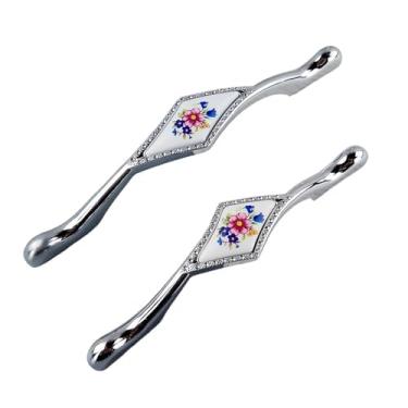 Imagem de CXYFQUUK Puxador de cerâmica para móveis, porta deslizante, gaveta, guarda-roupa, armários de cozinha, armário, cômoda, puxadores de empurrar 2 peças (128 mm)