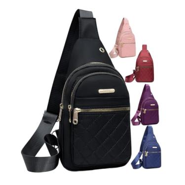 Imagem de Mochila transversal pequena, bolsa tiracolo, bolsa de peito, pochete para atividades ao ar livre, caminhadas, viagens (preto)