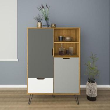 Imagem de Adega Bar Multimóveis Cr50035 Carvalho/Grafite - MULTIMOVEIS