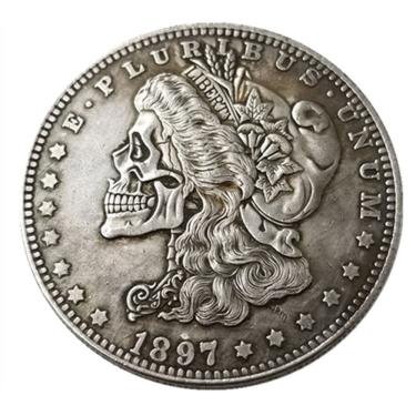 Imagem de Moeda comemorativa: réplica, design de caveira, estilo antigo de 1897