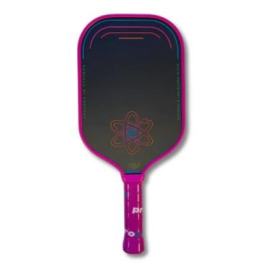 Imagem de Raquete Proton Series Three Raw Carbon Pickleball – Framboesa, comprimento alongado de 42 cm, núcleo de favo de mel de 15 mm, leve de 232 g para rotação, controle e potência