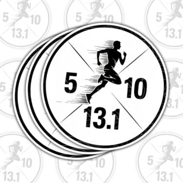 Imagem de 3 adesivos de corrida 5K 10K 13.1, adesivo de vinil de distância de corrida de 13,1 meia maratona 7,6 cm à prova d'água para laptop, garrafa de água, copo, diário, porta-medalhas, presente para