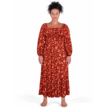 Imagem de City Chic Vestido feminino plus size - McKenzie Maxi, Laranja floral, 46