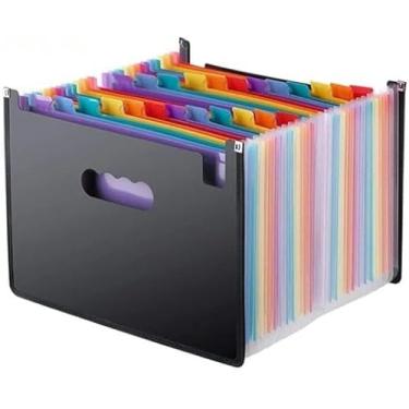 Imagem de Pasta Organizadora Sanfonada A4 Com 24 Divisórias Coloridas Resistente Organizadora De Arquivos Expansível