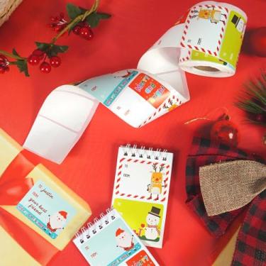 Imagem de 400 peças de etiquetas de Natal etiquetas de nome de Natal para sacos, cartões, envelopes, etiquetas, adesivos para frascos e tampas
