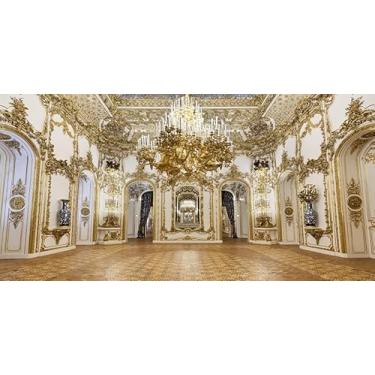 Imagem de TTQYFNM 6 x 3 m Luxuoso Palácio Palácio Dourado Salão de Baile Lustre Porta Nobre Hotel Fotografia Fundo para Aniversário Festa de Casamento Decoração de Crianças Adultos Retrato Foto Adereços
