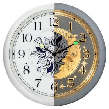 Imagem de OCEST Relógio de parede luminoso de 33 cm branco