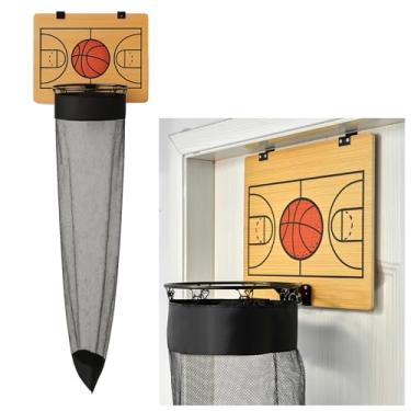 Imagem de Cesto de roupa suja de basquete grande com encosto de madeira – Cesta de basquete para roupas sujas, organizador de quarto de meninos e cesto de roupas divertidas (madeira)