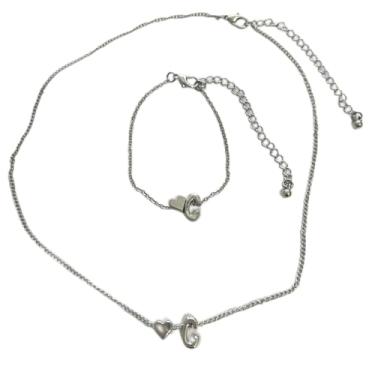 Imagem de Colar com pingente 91 prata inicial conjunto de pulseiras para mulheres banhado a prata coração inicial pingente colar pulseiras aniversário Natal presentes de aniversário para mulheres mãe namorada