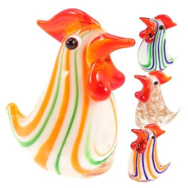 Imagem de 4 peças mini estatuetas de vidro de galinha estátuas de animais de fazenda pequena decoração de galinha para decoração de mesa decoração de carro
