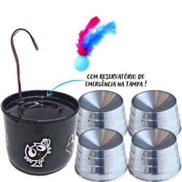 Imagem de 1 Bebedouro Preto Para Gato com 4 Comedouros Ergonômicos - DM SOLUÇÕES
