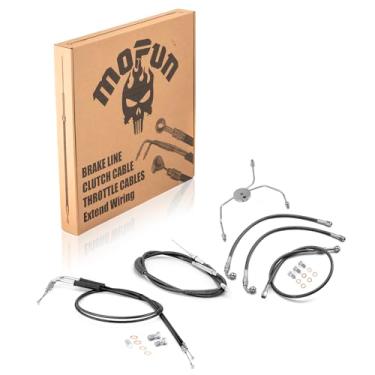 Imagem de Mofun Kit de cabo de embreagem e acelerador e cabo de marcha lenta e linha de freio hidráulico não ABS sem/não ABS compatível com Harley Touring Road King Road Glide 1999-2007, serve para guidão de