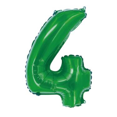 Imagem de BALAO METALIZADO C/CANUDO 16" VERDE NUMERO 4