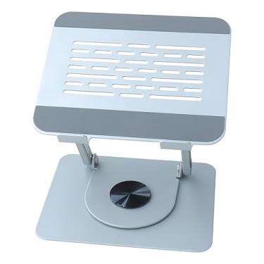 Imagem de Suporte de laptop para mesa, rotação flexível de 360°, suporte ergonômico ajustável para laptop com suporte de barra dupla, suporte portátil dobrável para notebook para MacBook Air Pro, Dell XPS, HP