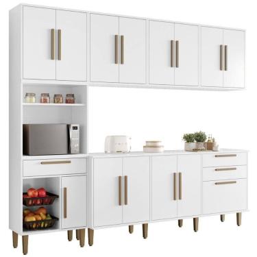 Imagem de Cozinha Completa Lorena 14 Portas 3 Gavetas Branco Kaiki Móveis