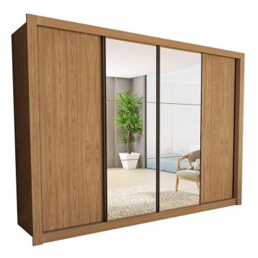 Imagem de Guarda Roupa 4 Portas De Correr Com Espelhos 4 Gavetas Firenze Minastex Carvalho