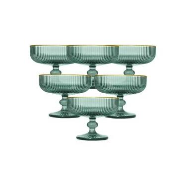 Imagem de Conjunto de Taças para Sobremesa L`Hermitage Cameratta 310ml com Borda Dourada em Cristal Ecológico Verde - 6 Peças