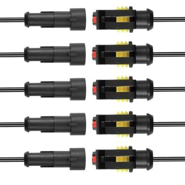 Imagem de 10 Kit de 1 conector de fio único de pino conector elétrico à prova d'água, 1 plugue de pino conectores elétricos automáticos com fios 16 AWG marítimos para carros, caminhões, barcos e outras conexões