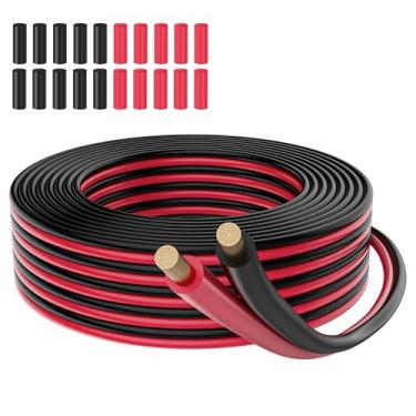 Imagem de Fio calibre 10 m, cabo de extensão elétrica de cobre livre de oxigênio vermelho e preto de baixa tensão 10/2 AWG de baixa tensão, 2 condutores isolados paralelos para alto-falante, fita de LED