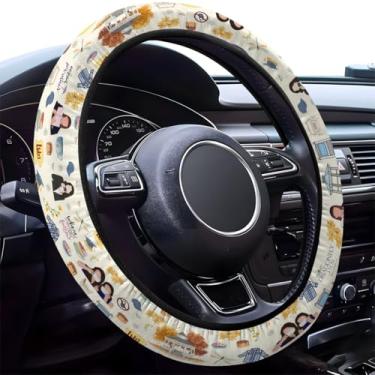 Imagem de GENANY Capa de volante Gil-Girls, aderência de roda de neoprene antiderrapante, protetor de roda de motorista respirável, acessórios de carro que absorvem o suor, presentes, decoração