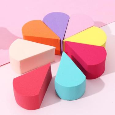 Imagem de 8 peças esponja de maquiagem beleza rosto esponja reutilizável cosmética pétala puff base macia aplicador cunha liquidificador para creme corretivo limpo pintura corporal arte trabalho