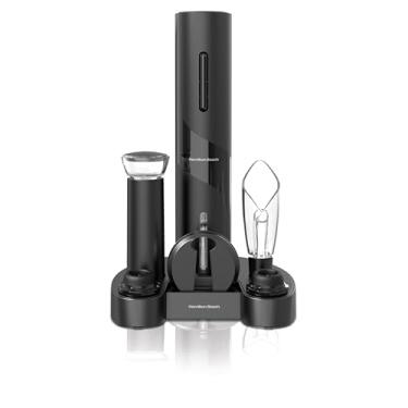 Imagem de Hamilton Beach, Kit Abridor de Vinho, Saca Rolhas Elétrico com Acessórios, ASWE-022, Preto