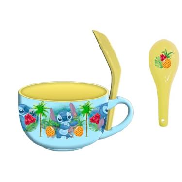 Imagem de Silver Buffalo Lilo and Stitch Caneca de sopa de cerâmica de 680 g com colher
