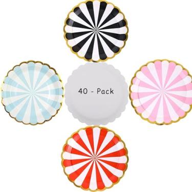 Imagem de HOMOMSAE Pratos de papel descartáveis de Natal de 18 cm, 40 peças, pratos de jantar de sobremesa do dia de São Patrício para festa de feriado irlandesa - 4 cores