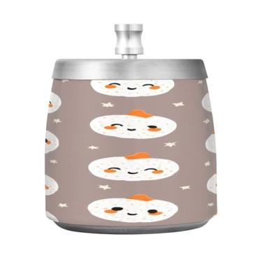 Imagem de Qilmy Cinzeiro divertido de aço inoxidável com tampa - Cinzeiro de cigarro à prova de vento sem cheiro sem fumaça para casa, escritório, carro, pátio, varanda (uso interno e externo)