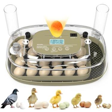 Imagem de 24 incubadoras de ovos, incubadoras para incubação de ovos com virador e candler totalmente automáticos, controle inteligente de temperatura e umidade, visão de 360°, galinha, pato, codorna, ovos de