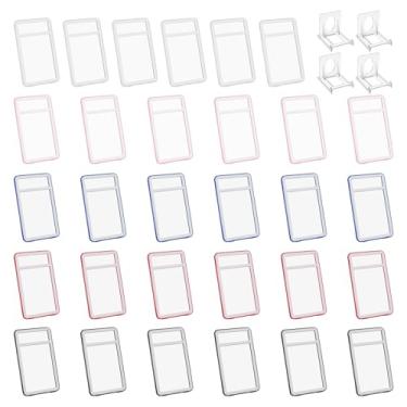 Imagem de PATIKIL Porta-crachá de grau com janelas de dupla face, 30 peças de capa protetora para cartão de identificação, porta-chaves, estojo rígido vertical com suporte de exibição para licença de crédito de