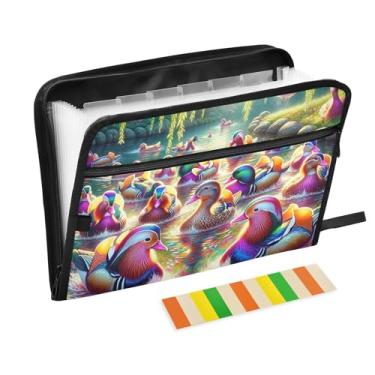 Imagem de Pasta de arquivo expansível de patos coloridos e fofos A4 para documentos em papel para tamanho carta e tamanho A4 para material de escritório escolar