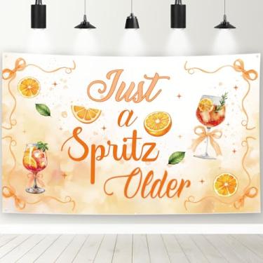 Imagem de TAKEALOOKO Just A Spritz Older Backdrop - Lemon Spritz Aperol Cocktail Photo Props Decor for Italian Birthday Bridal Shower Bachelorette Party Background Supplies, 3,6 x 1,9 m