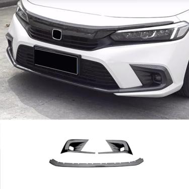 Imagem de KELEIMAI Acessórios de carro adequados para Honda Civic 11ª geração 2022 2023 2024 farol de neblina frontal e protetor de para-choque dianteiro guarnição da capa (estilo fibra de carbono) 3 peças ABS