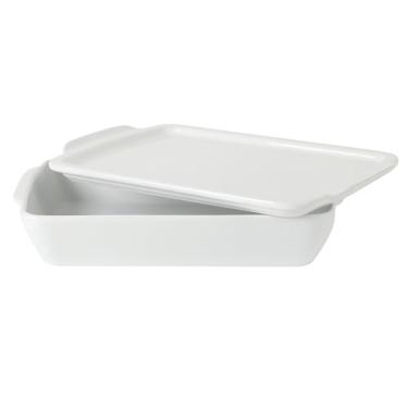 Imagem de Gibson Home Gracious Dining – Caçarola retangular segura para forno retangular de 32,5 cm x 22,9 cm, assadeira, lasanha e assadeira, tampa funciona como utensílio de servir ou trivet
