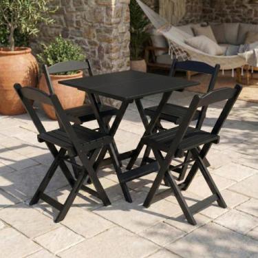 Imagem de Conjunto Mesa Dobrável Área Externa 70x70cm com 4 Cadeiras Madeira Mac