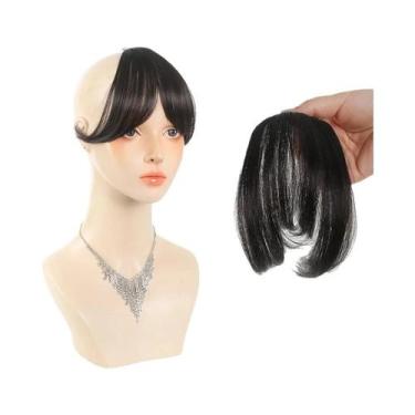 Imagem de Peruca de franja sintética para mulheres com franja lateral natural fo