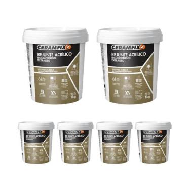 Imagem de Kit 6 Rejunte Acrílico Bicom Extraliso Branco Ceramfix Novo