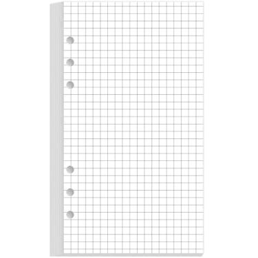 Imagem de Recargas de papel milimetrado A6 – Papel quadriculado para fichários pessoais Filofax, 6 furos perfurados, 100 folhas/200 páginas, 100 g/m², 9 x 16,75 cm