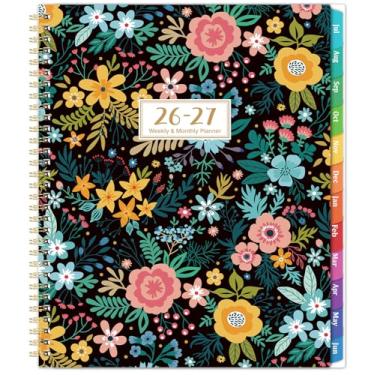 Imagem de Agenda 2026-2027 - 23 x 28 cm, agenda acadêmica 2026-2027, julho de 2026 - junho de 2027, planejamento semanal e mensal com abas mensais, bolso traseiro + papel grosso + encadernação de fio duplo