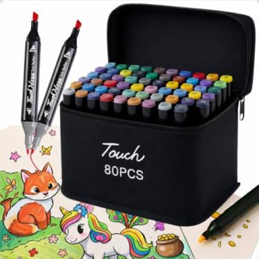 Imagem de Canetinhas Touch 80 Cores – Kit Premium para Presente, Marcador à Álcool para Desenho e Ilustração