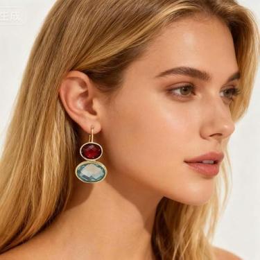 Imagem de Brincos femininos Boho com strass de ouro, acessórios de joias vintage, para vestidos boêmios, presentes de amizade para mulheres, presentes de Natal, Dia dos Namorados, Medium, Latão, Sem pedra