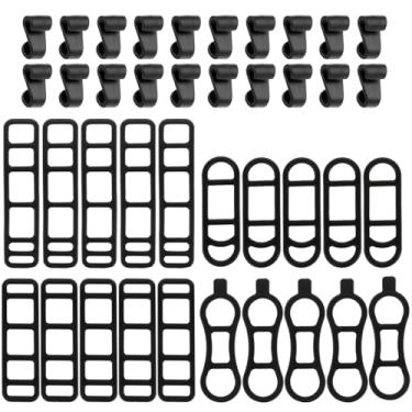 Imagem de Fyntave 40 peças de tiras de silicone para luz de bicicleta, faixa de montagem de luz de bicicleta com ganchos, pulseira de borracha para lanterna, pulseira de substituição, faixas de guidão pretas