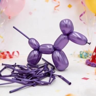 Imagem de 20 peças de balões longos para guirlanda de balões espessamento magro látex torcendo animais modelando decorações de festa de casamento Natal aniversário (roxo, 30 cm)