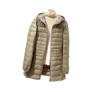 Imagem de Casaco Feminino Longo E Quente De Plumas, Jaqueta Leve Com Bolsa De Ar